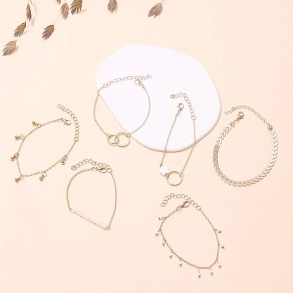 Gold Tone Beads Flower Bracelet Set - Picture 4 of 4